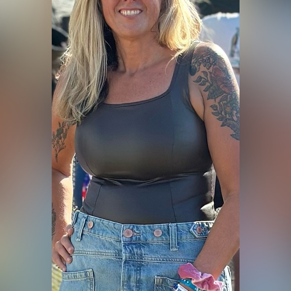 Abercrombie Vegan Leather Body suit - Picture 1 of 3